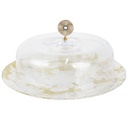 BOITE À GATEAU VERRE COUVERCLE PLASTIQUE 33CM BLANC-NOIR