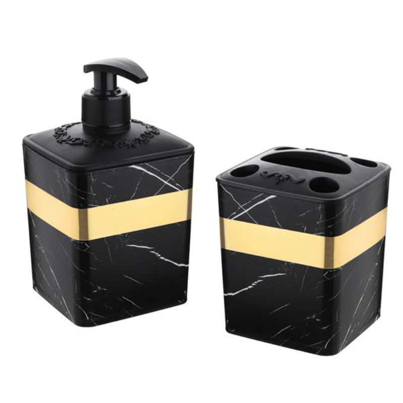 SET SAVON + PORTE BROSSE A DENT MIX BLANC/NOIR