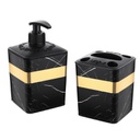 SET SAVON + PORTE BROSSE A DENT MIX BLANC/NOIR