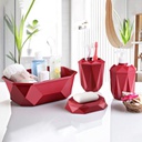 SET SALLE DE BAIN 4 PIECES MIX ROUGE/BLEU/ROSE/BLANC/GRIS
