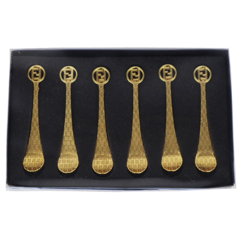 SET 6 CUILLERES A CAFE EN METAL MIX OR/ARGENT