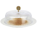 SET PRESENTATION GATEAU VERRE AVEC DOME MIX BLANC/ROUGE/GRIS