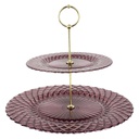 SET PRESENTATION 2 NIVEAUX VERRE MIX VERT/VIOLET/OR
