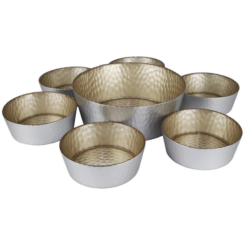 SET 7 PIECES SALADIER + BOLS VERRE MIX VIOLET/OR/GRIS