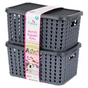 SET 2 BOITES RANGEMENT PLASTIQUE 18X12X8 CM MIX GRIS/ROSE