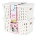 SET 2 BOITES RANGEMENT PLASTIQUE 18X12X8 CM MIX GRIS/ROSE
