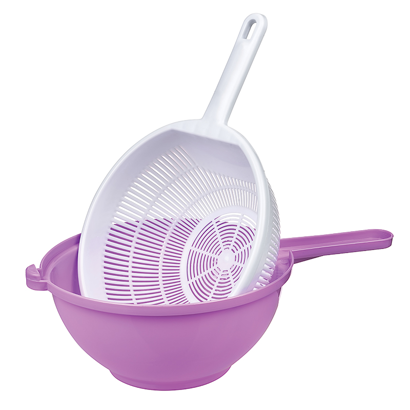 SET PASSOIRES AVEC POIGNEE 3 LITRES MIX GRIS/ROSE/BLANC
