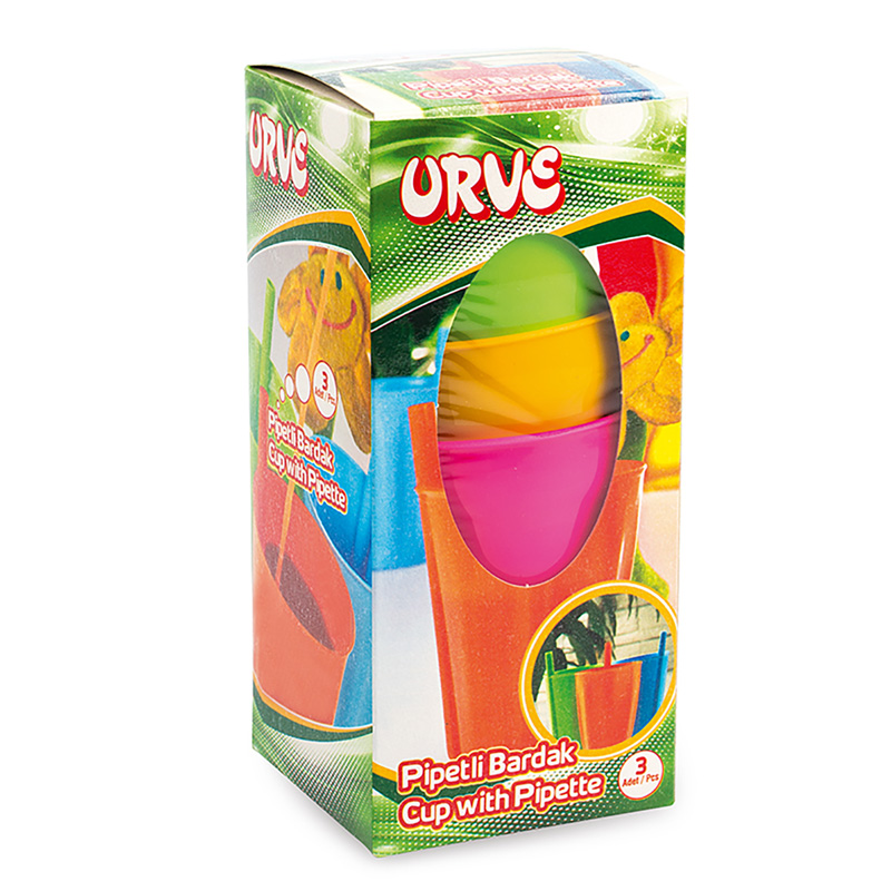 SET 3 GOBELET AVEC PIPETTE MIX ROUGE/VERT/ROSE/BLEU
