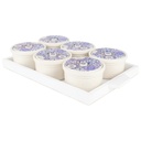 SET 6 RAMEQUIN CERAMIQUE AVEC COUVERCLE 10X6 CM + PLATEAU 35X20X3 CM MIX NOIR/VERT/BLANC/BLEU