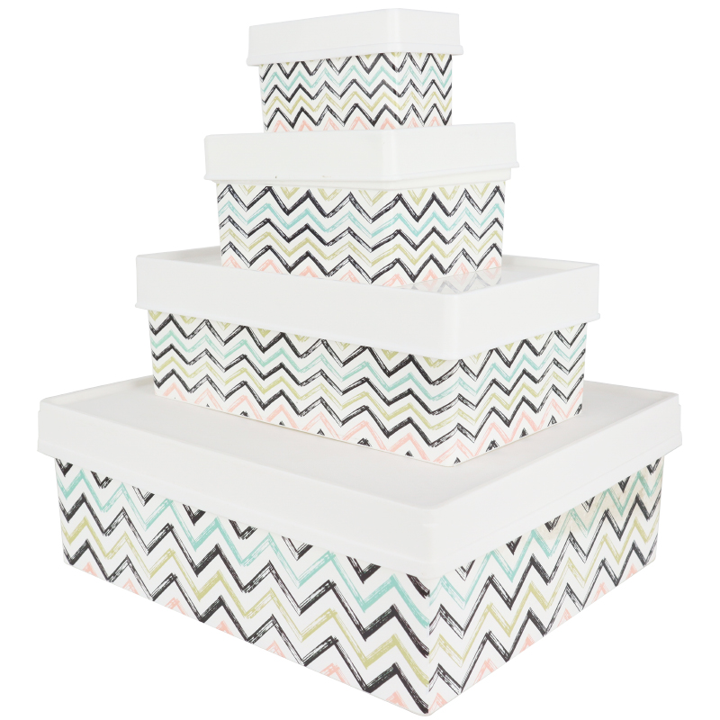 SET 4 BACS DE RANGEMENT 6 LITRES + 2 LITRES + 1 LITRE +0,4 LITRE MIX DESIGNS