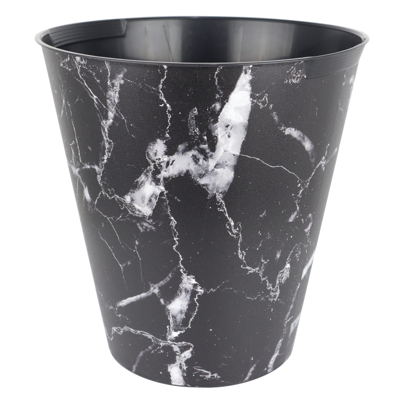 POUBELLE 10 LITRES MIX MARBRE/NOIR/ARGENT