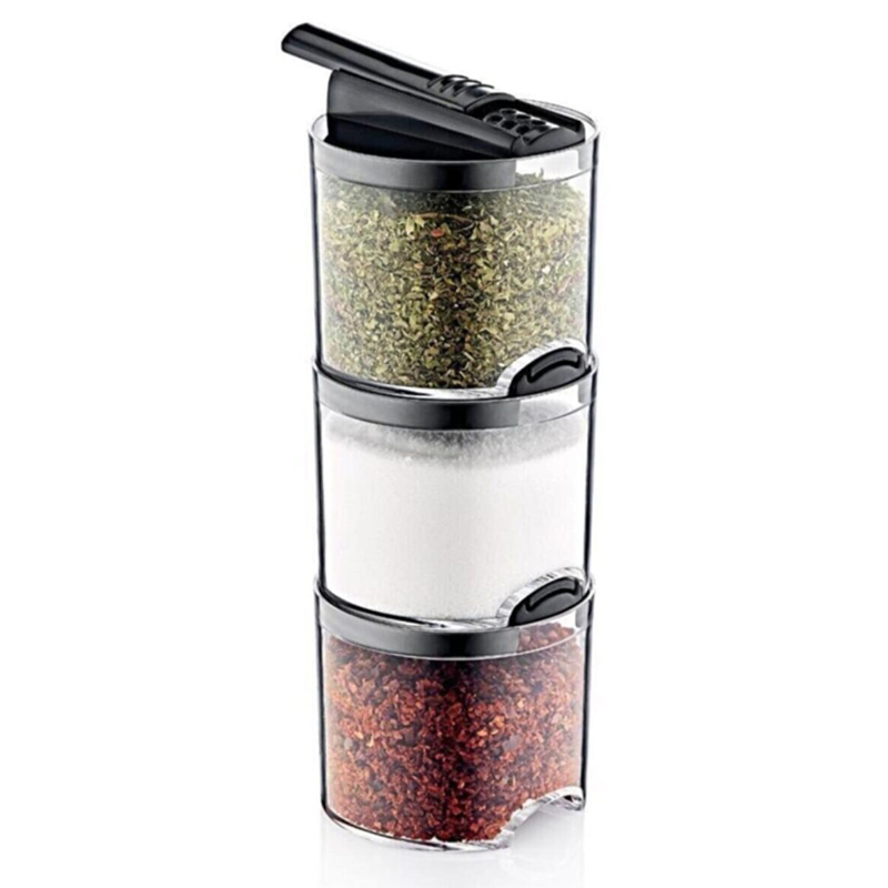 SET RANGE EPICES PLASTIQUE 27 X 9 X 8 CM NOIR