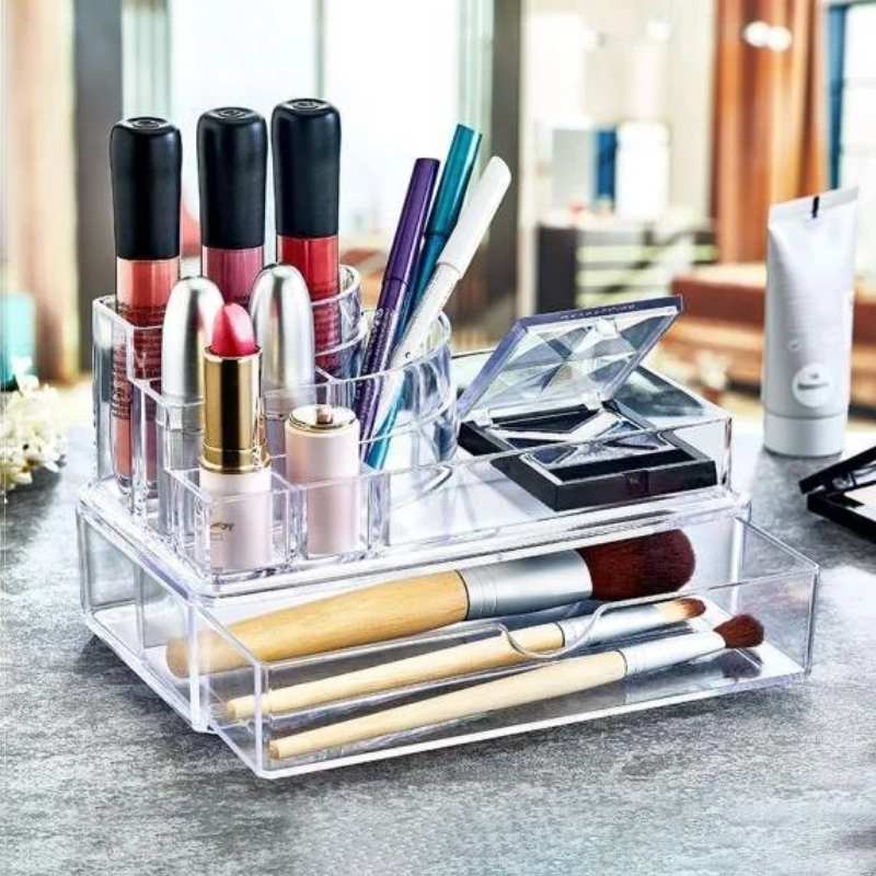 RANGE MAQUILLAGE 10X10X18 CM TRANSPARENT FUME