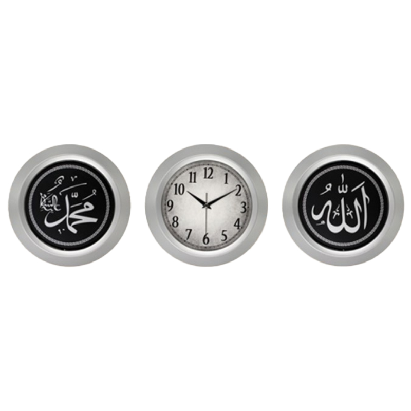 SET HORLOGE 3 PIECES DÉCO MIX OR/ARGENT 3*28CM