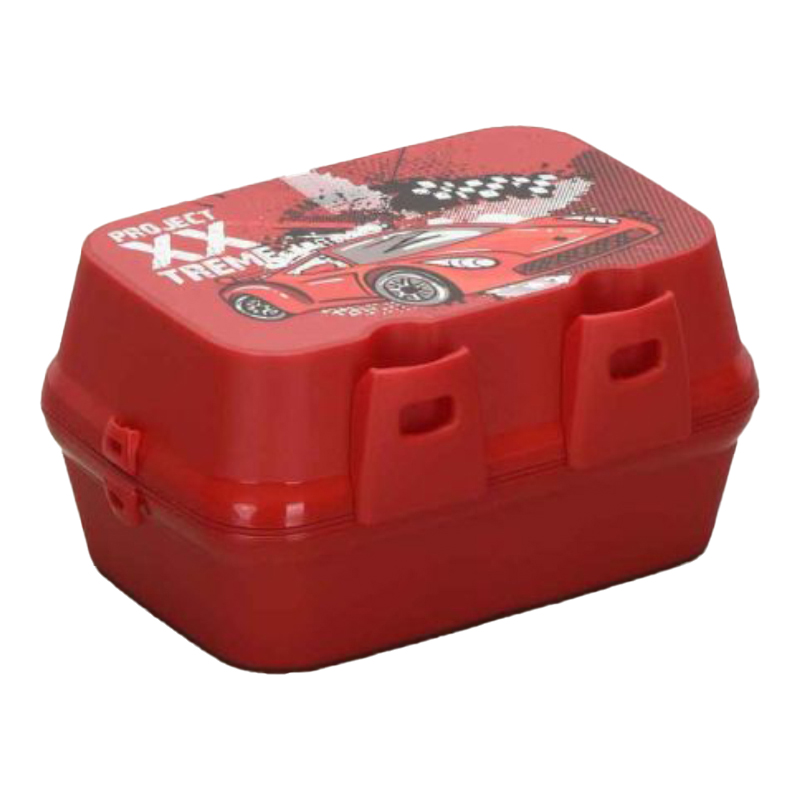 BOITE A DEJEUNER AVEC CUILLERE ET FOURCHETTE 13X17X9 CM MIX BLEU/ROSE/ROUGE
