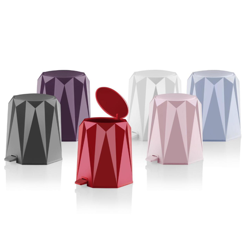 POUBELLE A PEDALE 5 LITRES MIX ROUGE/BLEU/ROSE/BLANC/GRIS