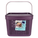 PANIER DESIGN PLASTIQUE AVEC COUVERCLE 12 LITRES MIX ROSE/ROUGE/BLEU/GRIS/BLANC