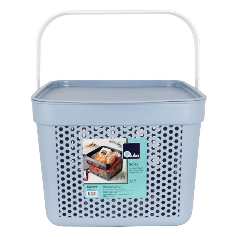 PANIER DESIGN PLASTIQUE AVEC COUVERCLE 12 LITRES MIX ROSE/ROUGE/BLEU/GRIS/BLANC