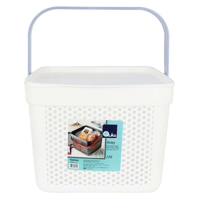 PANIER DESIGN PLASTIQUE AVEC COUVERCLE 12 LITRES MIX ROSE/ROUGE/BLEU/GRIS/BLANC