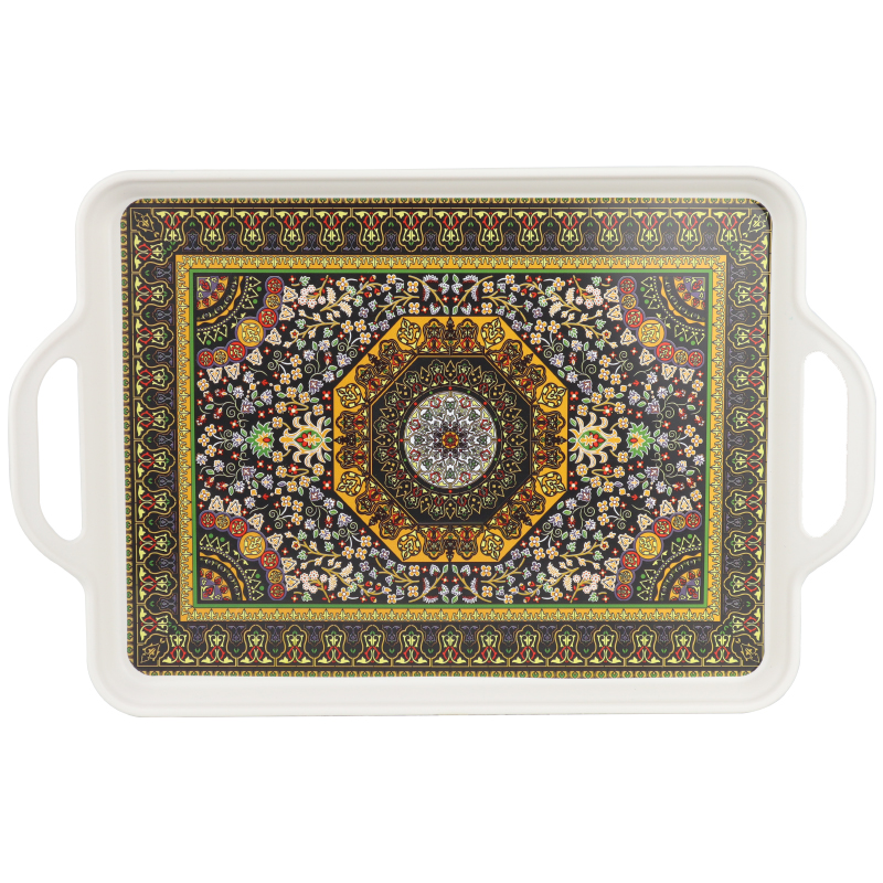 PLATEAU DECO PLASTIQUE 39X26 CM MIX BLANC/NOIR