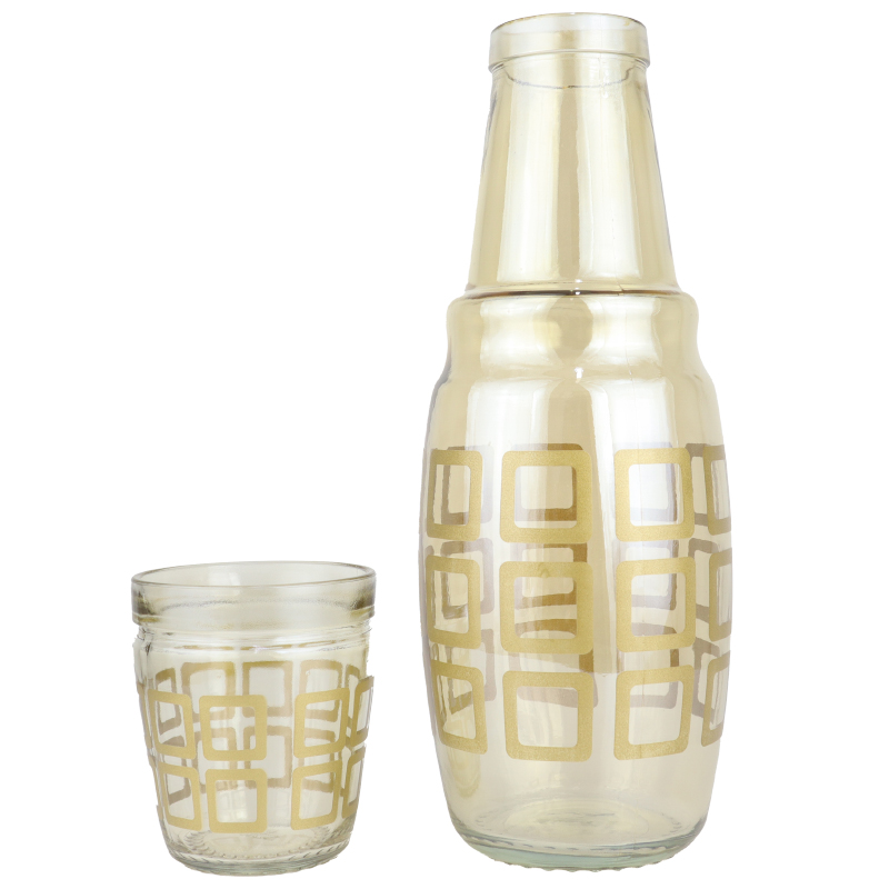 BOUTEILLE AVEC VERRE 1.5 LITRES DESIGN OR