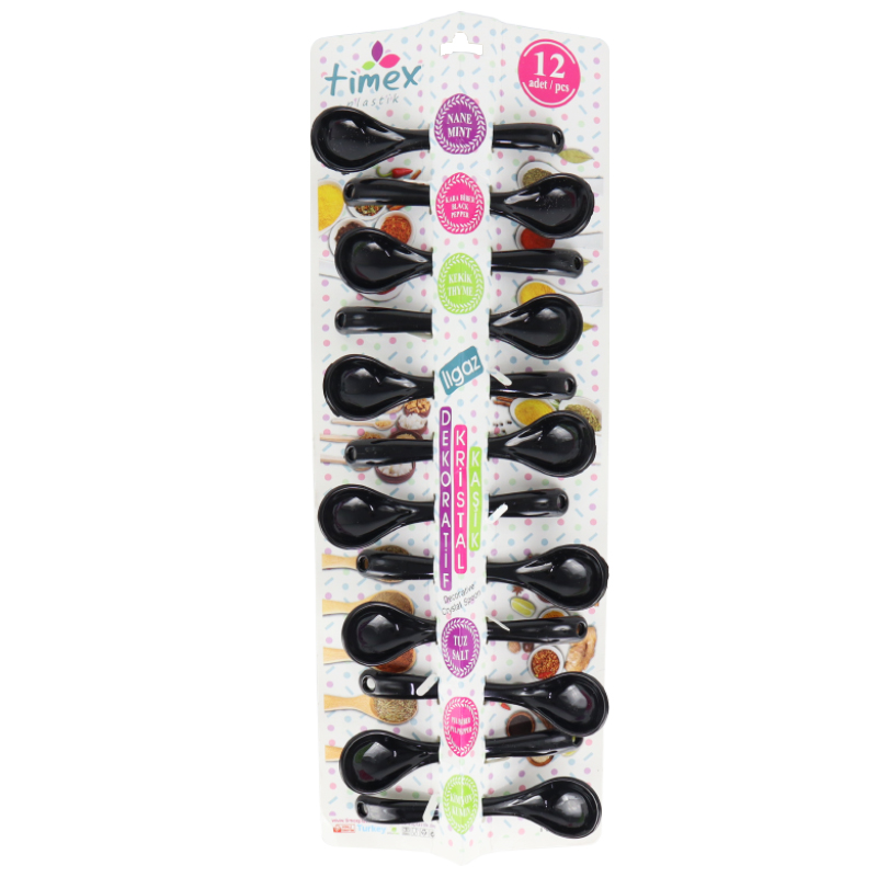 SET 12 CUILLERES EPICES MIX BLANC/NOIR/ROSE