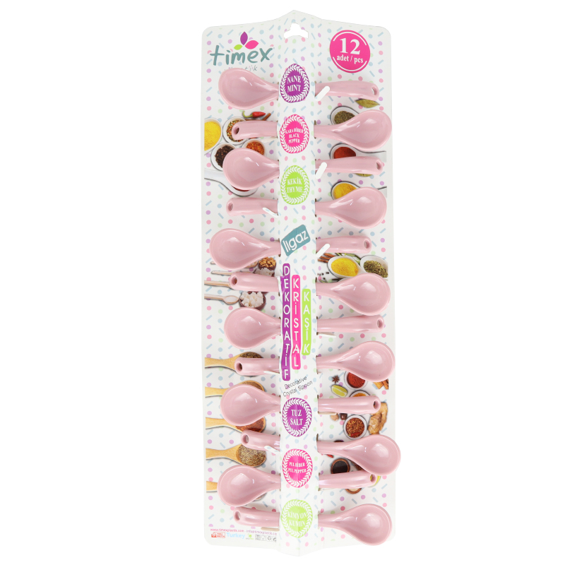 SET 12 CUILLERES EPICES MIX BLANC/NOIR/ROSE