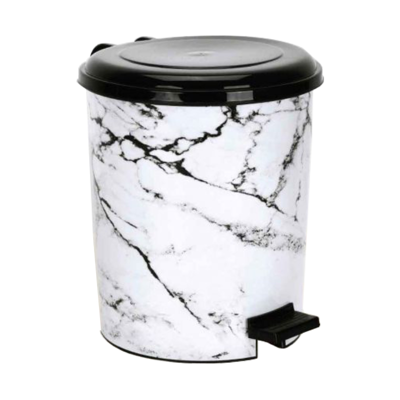 POUBELLE A PEDALE 13 LITRES MIX MARBRE BLANC/NOIR
