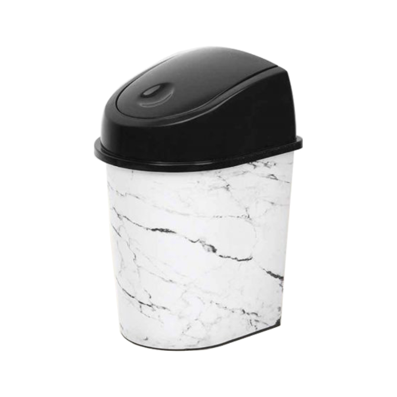 POUBELLE 3 LITRES MIX MARBRE BLANC/NOIR