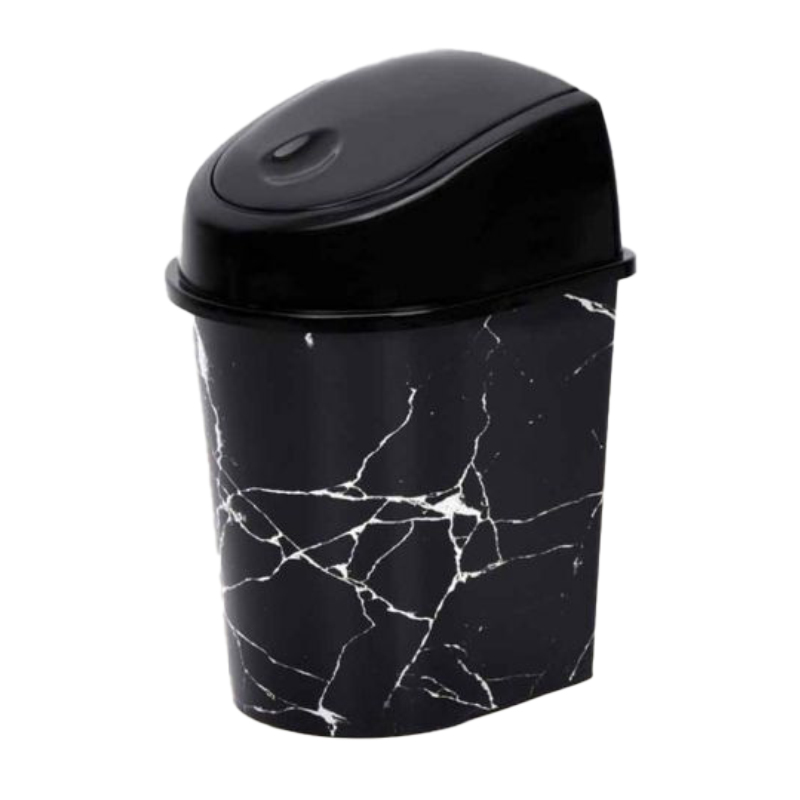 POUBELLE 6.5 LITRES MIX MARBRE BLANC/NOIR