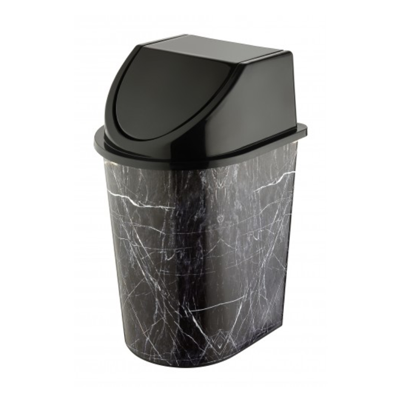 POUBELLE 13 LITRES MIX MARBRE BLANC/NOIR