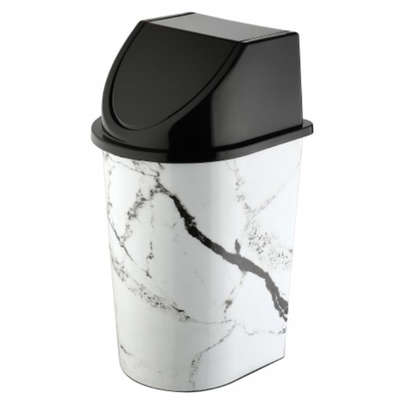 POUBELLE 20 LITRES MIX MARBRE BLANC/NOIR