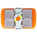 SET PETIT DEJEUNER 6 COMPARTIMENTS 39X24X5 CM. MIX VERT/ORANGE/ROUGE/ROSE
