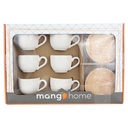 SET 6 TASSE EXPRESSO  CERAMIQUE AVEC SOUS TASSE BOIS 