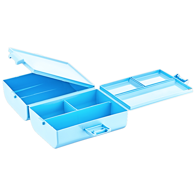 BOITE A DEJEUNER DOUBLE COMPARTIMENTS 16X11X16 CM MIX BLEU/ROSE