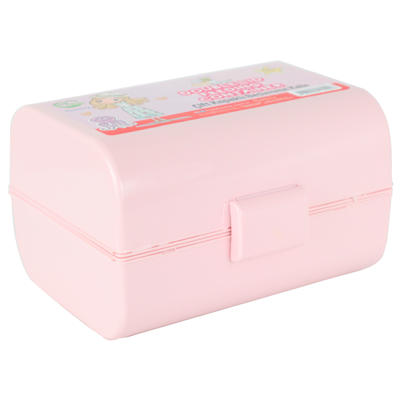 BOITE A DEJEUNER DOUBLE COMPARTIMENTS 16X11X16 CM MIX BLEU/ROSE