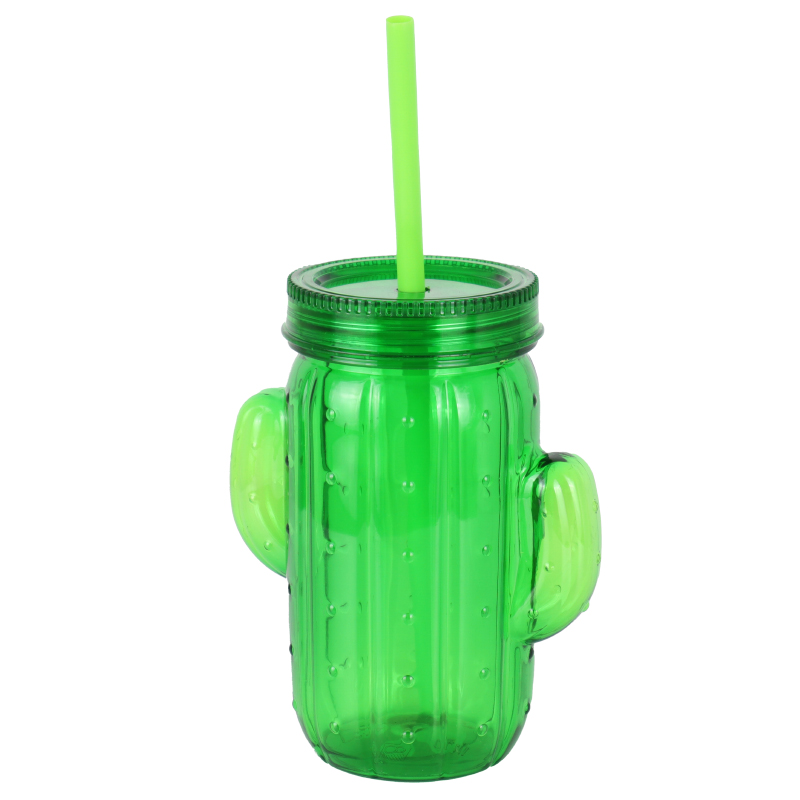 BOUTEILLE ENFANT PLASTIQUE 14X11.5 CM MODELE CACTUS MIX VERT/ORANGE/JAUNE/CUIVRE