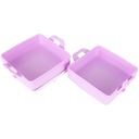 BOITE A DEJEUNER 2 NIVEAUX 15X15X9 CM  MIX BLEU/ROSE/VIOLET