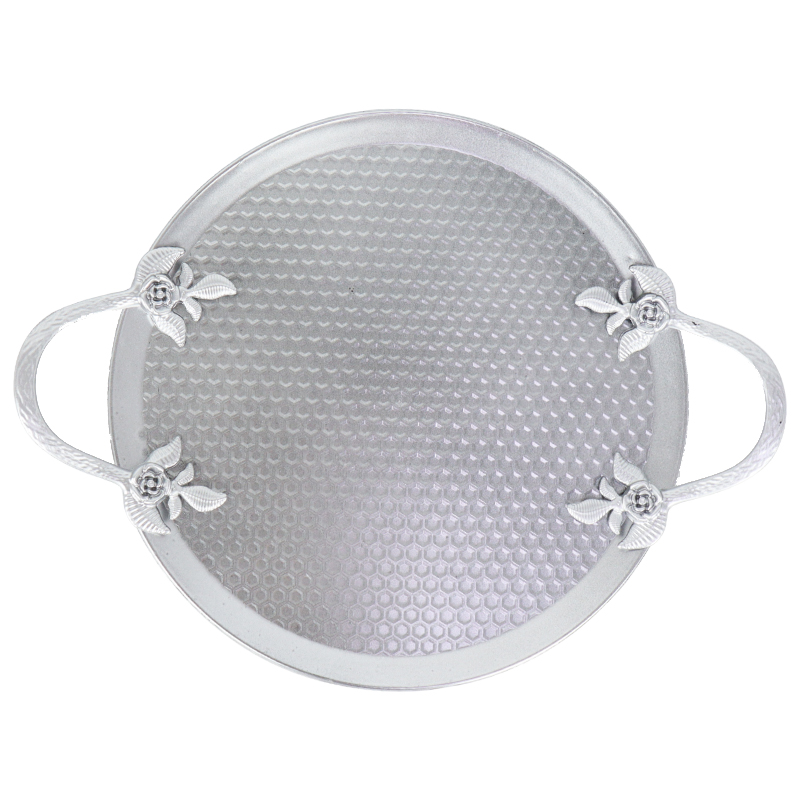 PLATEAU DECO PLASTIQUE 35X27 CM MIX OR/ARGENT