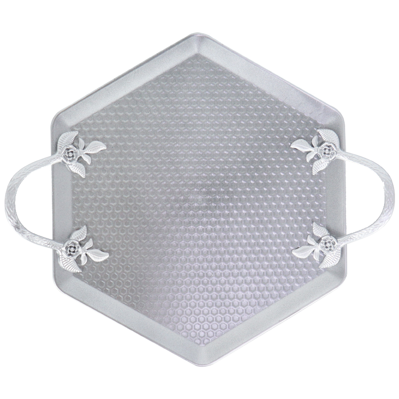 PLATEAU DECO PLASTIQUE 37X29 CM MIX OR/ARGENT