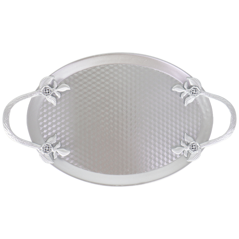 PLATEAU DECO PLASTIQUE 35X21 CM MIX OR/ARGENT