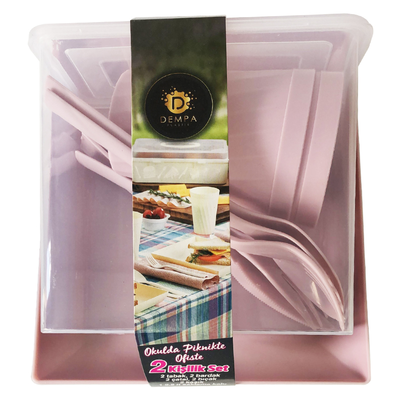 SET PIC NIC 12 PIECES PLASTIQUE  21 x 18 x 9 cm MIX GRIS/ROSE