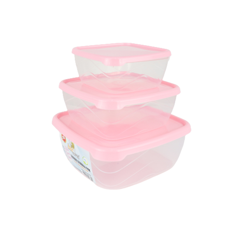 SET 3 BOITES PLASTIQUE (250 ML-500ML-900ML) MIX ROSE/BLEU