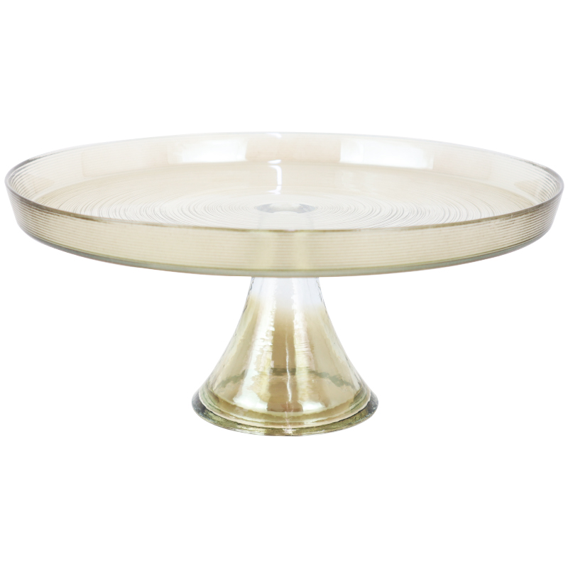 PLAT SERVICE LUXE AVEC PIED EN VERRE 28 CM 