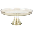 PLAT SERVICE LUXE AVEC PIED EN VERRE 28 CM 