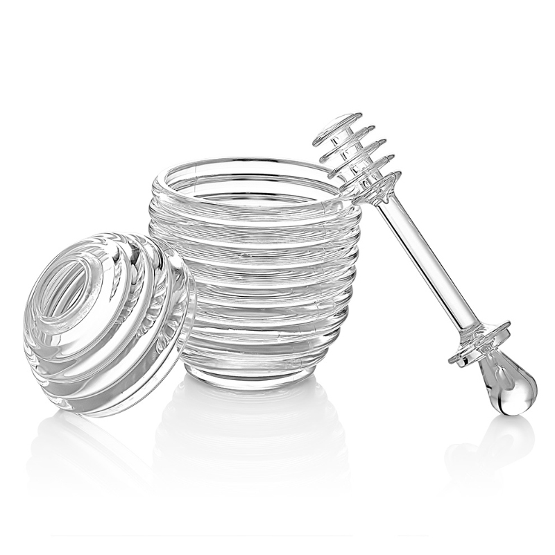 POT A MIEL PLASTIQUE AVEC CUILLERE 15X9 CM TRANSPARENT 