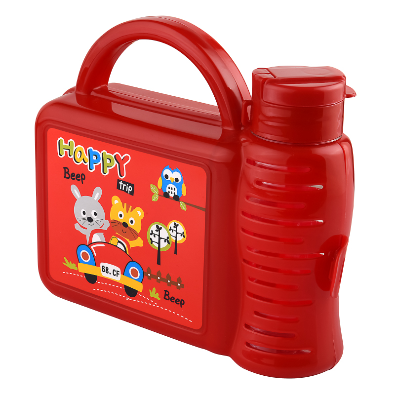SET A DEJEUNER ENFANT AVEC BOUTEILLE 400 CC - 21 X 19 X 7 CM MIX GRIS/VIOLET/ROSE/BLEU