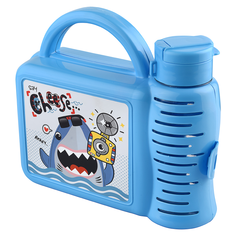 SET A DEJEUNER ENFANT AVEC BOUTEILLE 400 CC - 21 X 19 X 7 CM MIX GRIS/VIOLET/ROSE/BLEU
