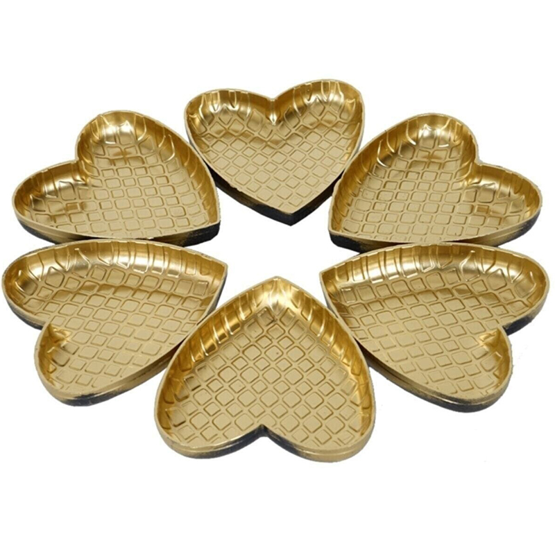 SET 6 MINI ASSIETTES DECO COEURMODELE OR 6(11*10*2)cm