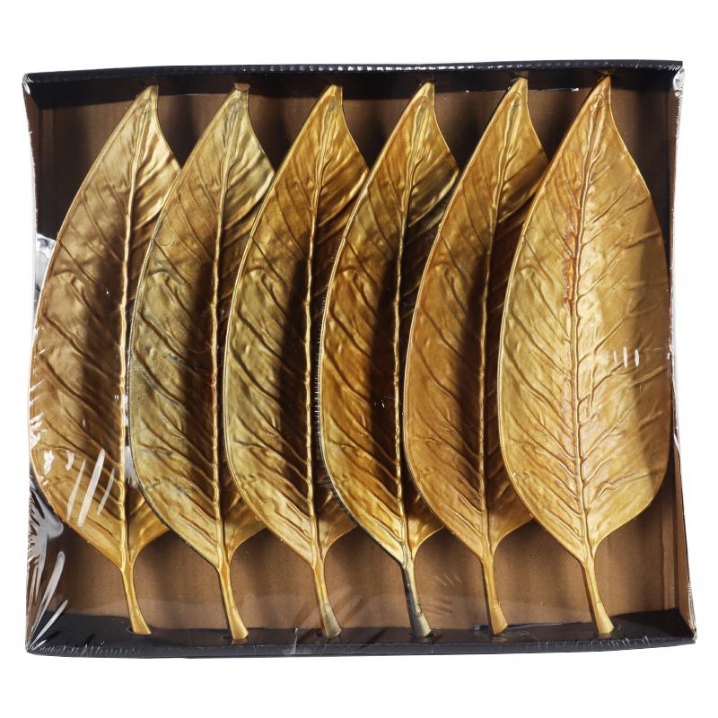 SET 6 MINI ASSIETTES DECO FEUILLE MODELE OR 6(24*8*2)cm